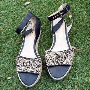 Vince Camuto Leopard Print and Black Sandals